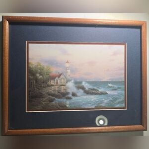 Framed Thomas Kinkade Coastal Lighthouse Art Print